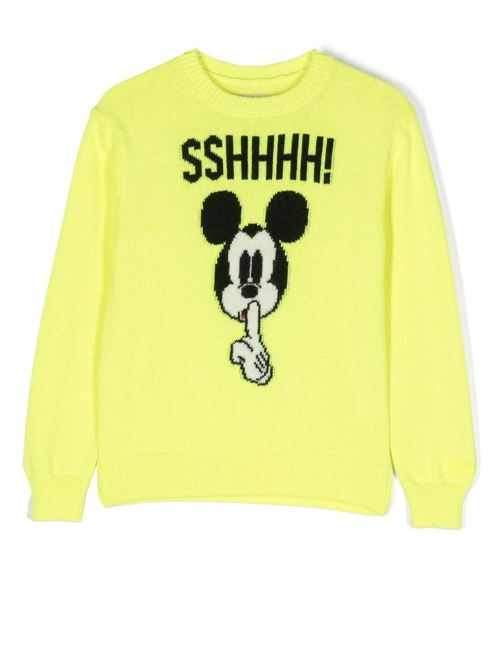 Maglione bambino giallo fluo con Topolino al centro MC2 SAINT BARTH Kids | PRINCESS MICKEY SHH94